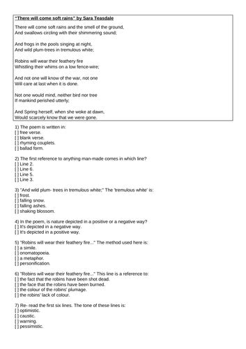 there will come soft rains multiple choice test|there will come soft rains isc.